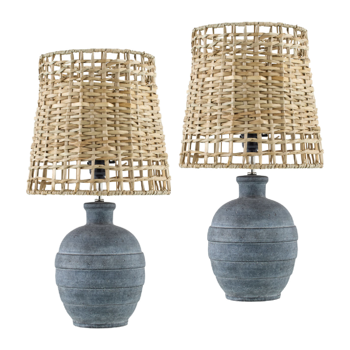 Modern European furniture - Woven Seagrass Ceramic Table Lamps (2) - www.oroa.com | Oroa.com