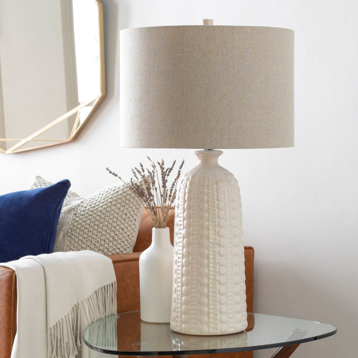 Modern European furniture - Crackle White Ceramic Table Lamp - www.oroa.com | Oroa.com