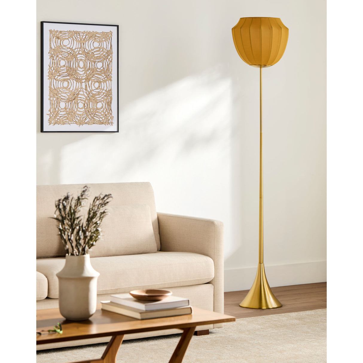 Modern European furniture - Yellow Linen Accent Floor Lamp - www.oroa.com | Oroa.com