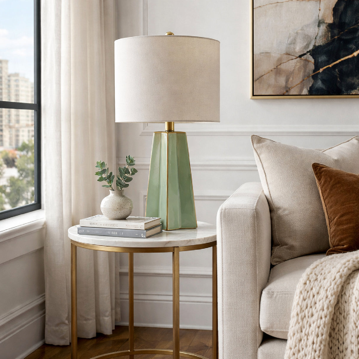 Modern European furniture - Faceted Ceramic Accent Table Lamp - www.oroa.com | Oroa.com