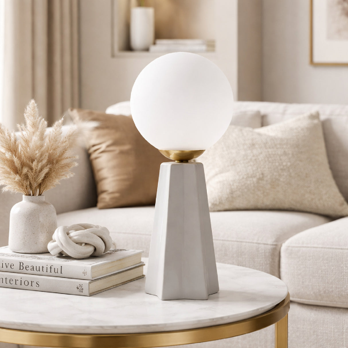 White Glass Globe Table Lamp | Oroa.com