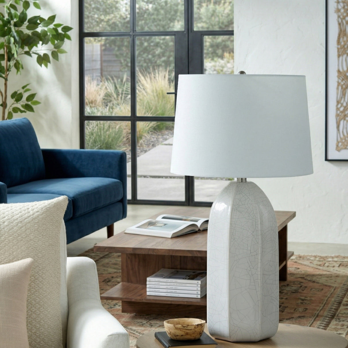 Modern European furniture - Glazed Ceramic Linen Table Lamp - www.oroa.com | Oroa.com