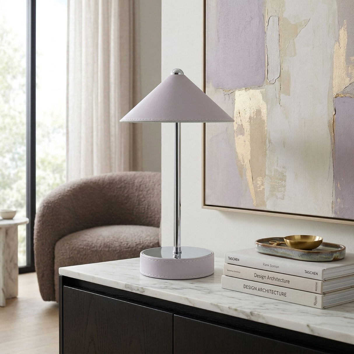 Modern European furniture - Empire Leather Shade Table Lamp - www.oroa.com | Oroa.com
