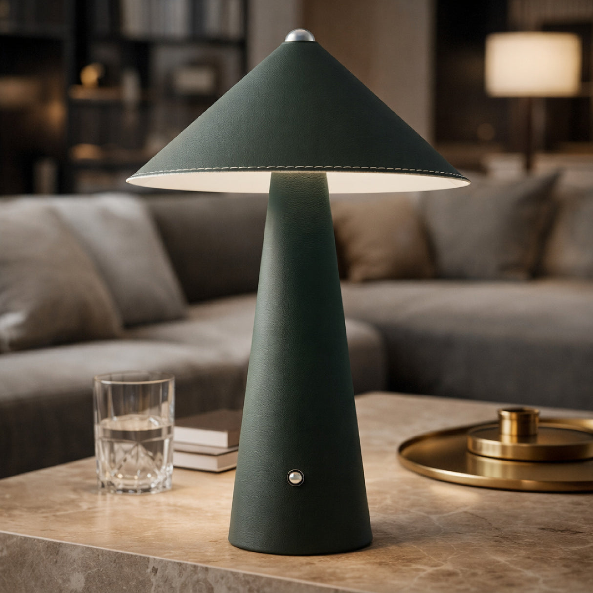 Modern European furniture - Brushed Leather Accent Table Lamp - www.oroa.com | Oroa.com