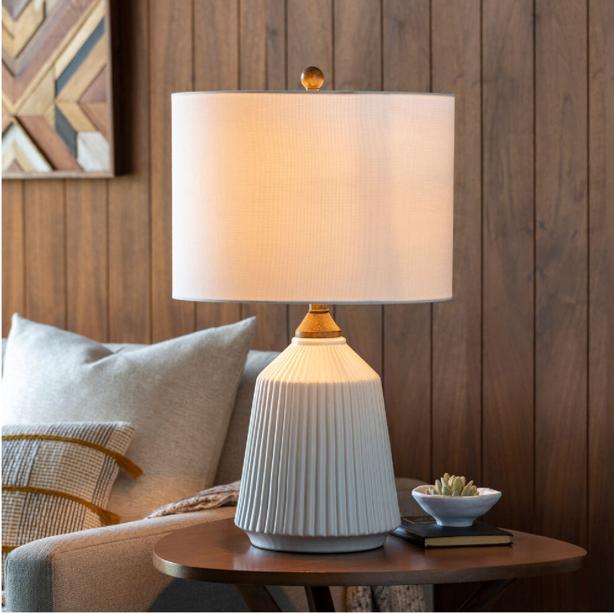 Modern European furniture - Reeded Glazed Ceramic Table Lamp - www.oroa.com | Oroa.com