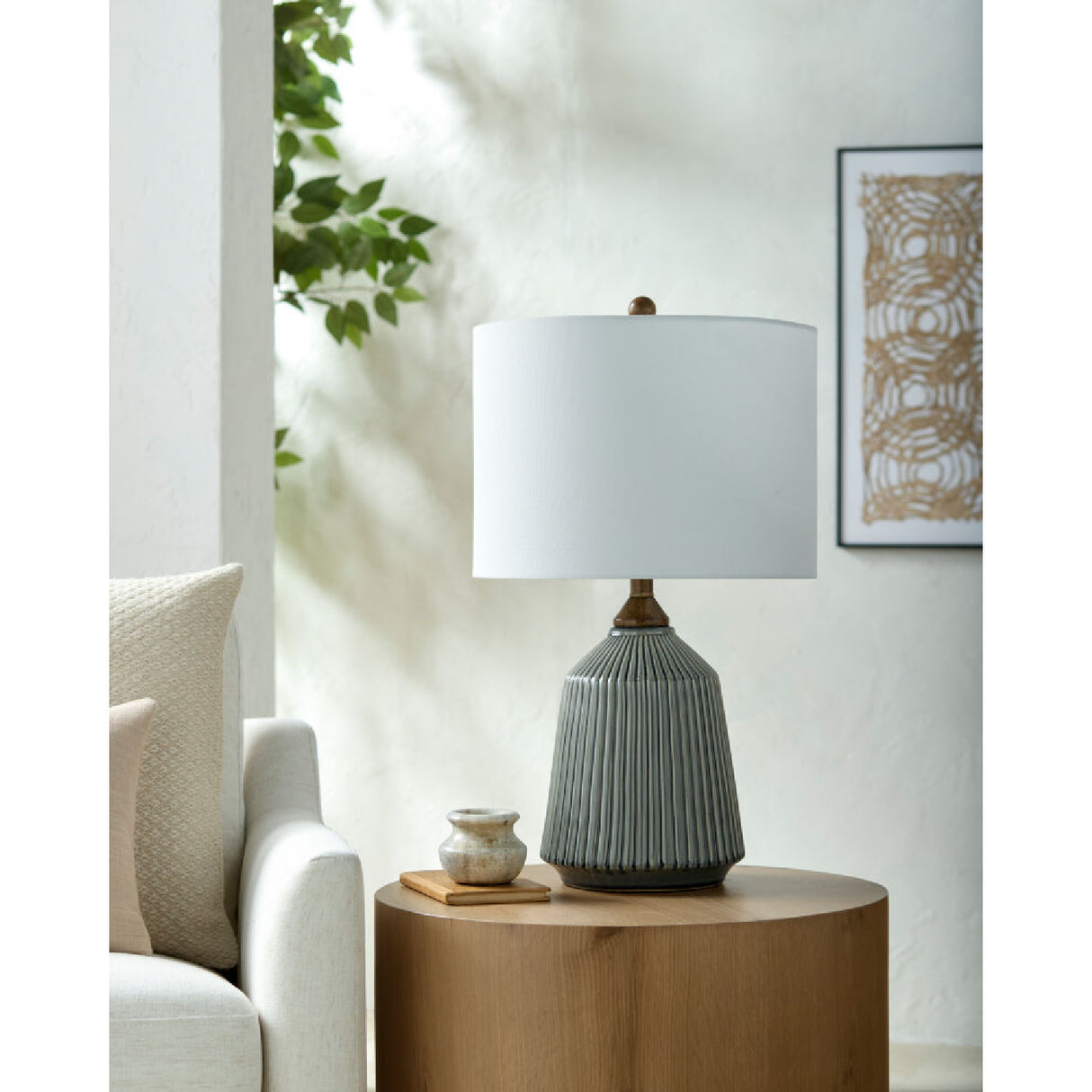 Modern European furniture - Reeded Glazed Ceramic Table Lamp - www.oroa.com | Oroa.com