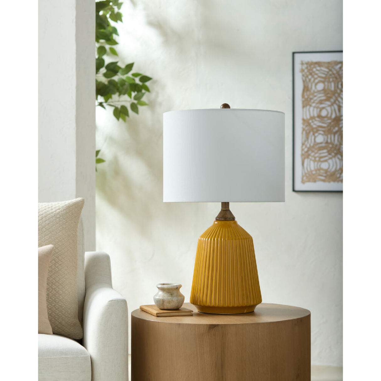 Modern European furniture - Reeded Glazed Ceramic Table Lamp - www.oroa.com | Oroa.com