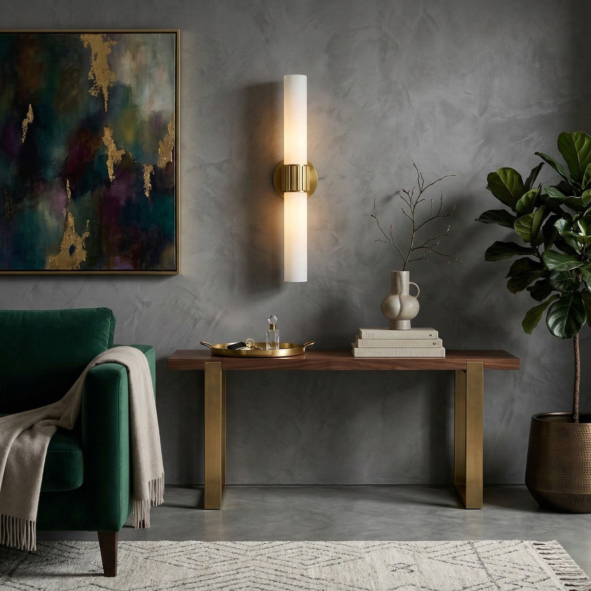 Cylindrical White Glass Wall Lamp L | Oroa.com