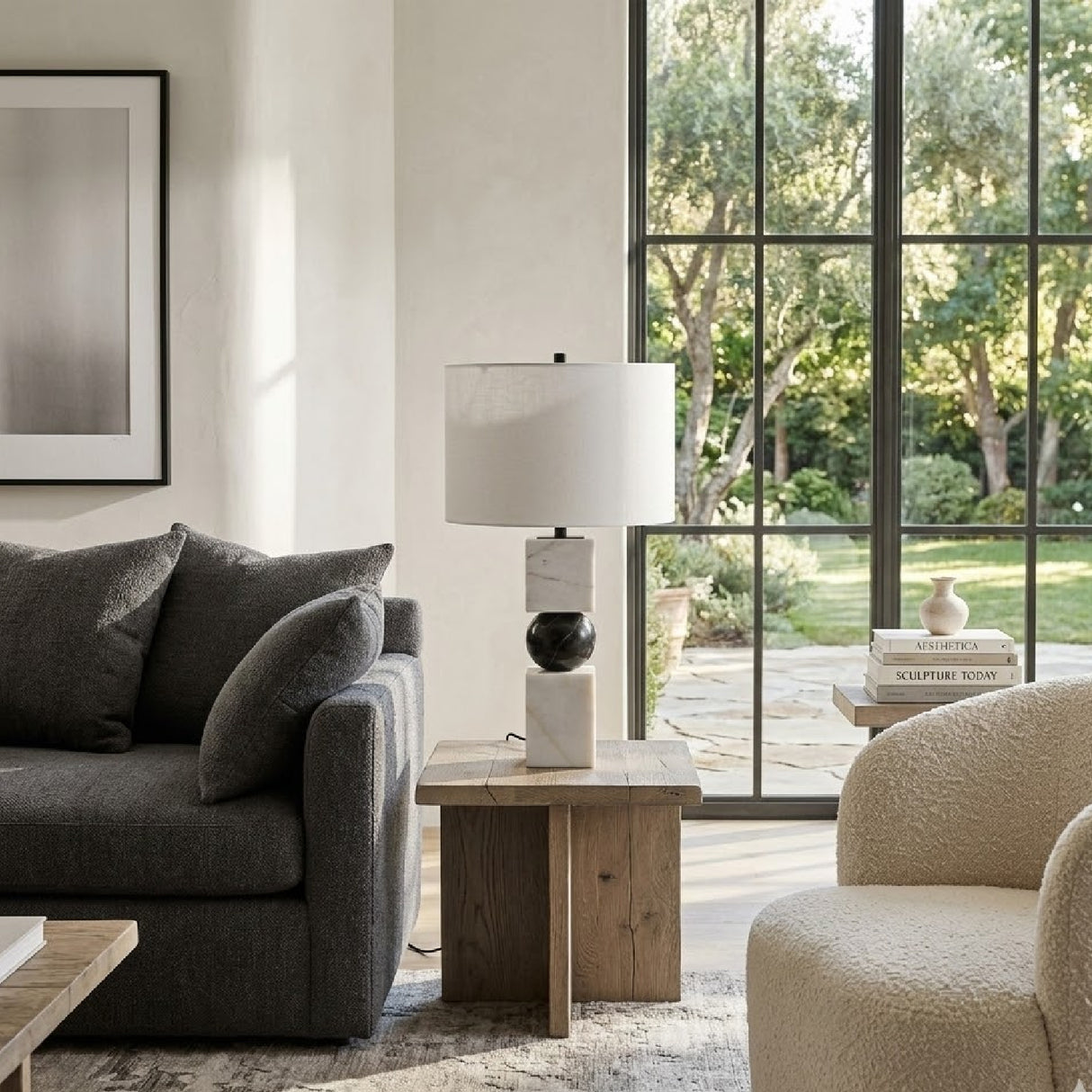 Two-Toned Geometrical Marble Table Lamp | Oroa.com