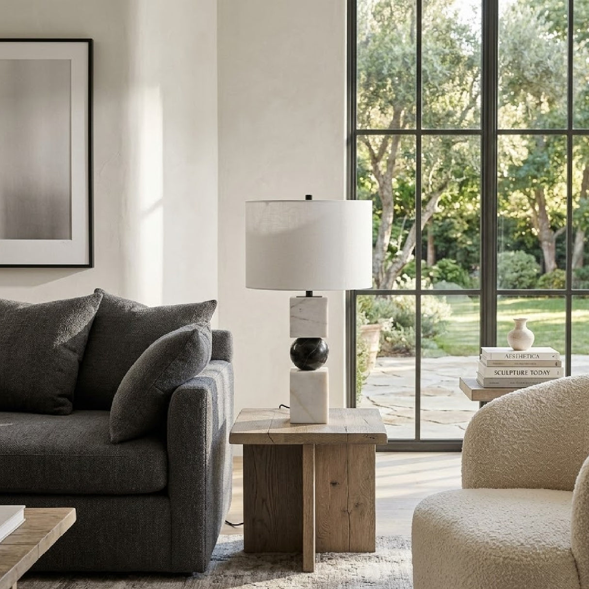 Modern European furniture - Two-Toned Geometrical Marble Table Lamp - www.oroa.com | Oroa.com
