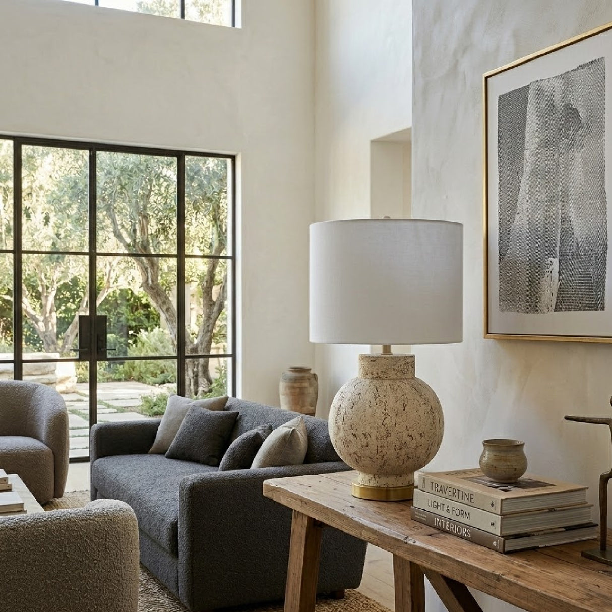 Cream Round Base Table Lamp | Oroa.com