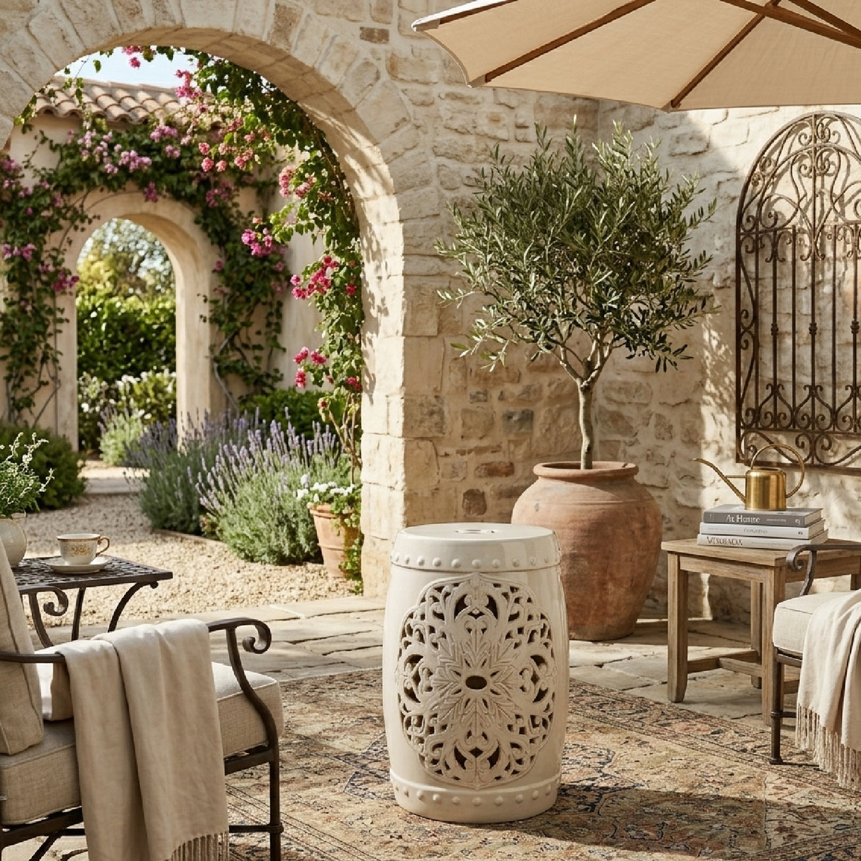 Modern European furniture - Ceramic Carved Outdoor Stool - www.oroa.com | Oroa.com