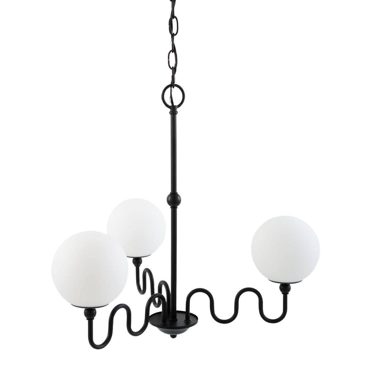 Modern European furniture - Wavy Black Iron 3-Light Chandelier - www.oroa.com | Oroa.com