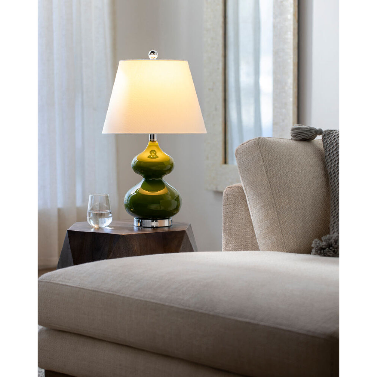Green Glass Accent Table Lamp | Oroa.com