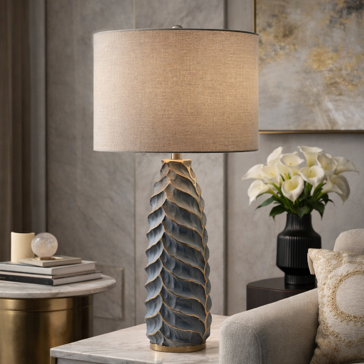 Gold Leaf Sculpted Table Lamp | Oroa.com