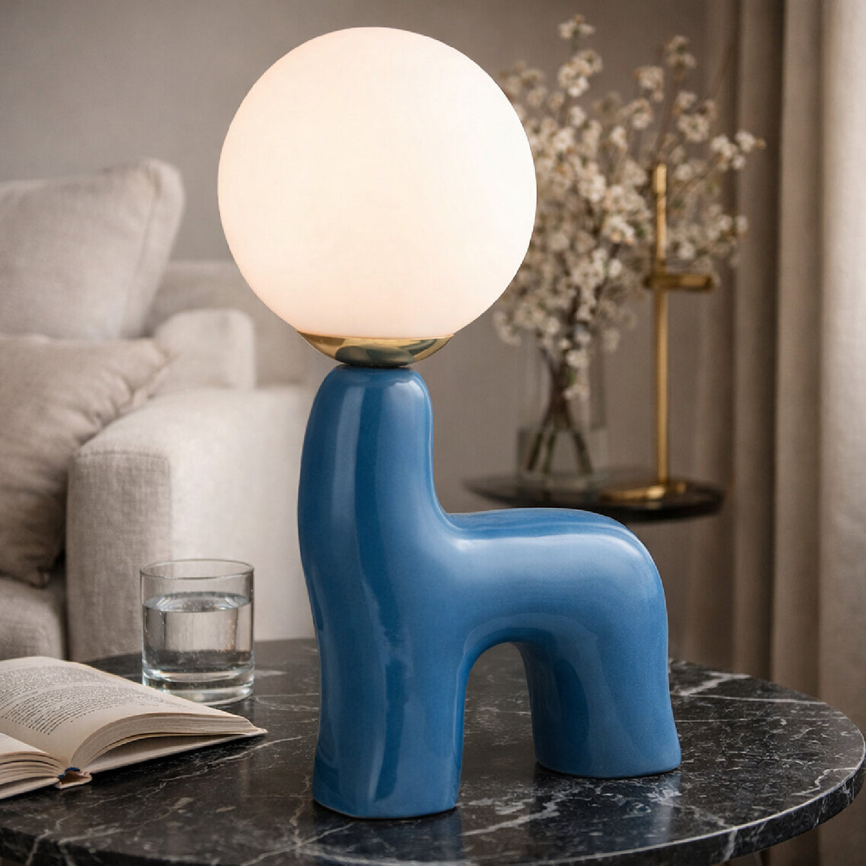 Modern European furniture - White Glass Sculptural Table Lamp - www.oroa.com | Oroa.com