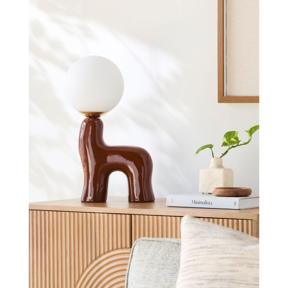 Modern European furniture - White Glass Sculptural Table Lamp - www.oroa.com | Oroa.com