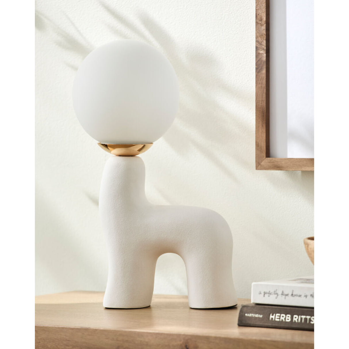 Modern European furniture - White Glass Sculptural Table Lamp - www.oroa.com | Oroa.com