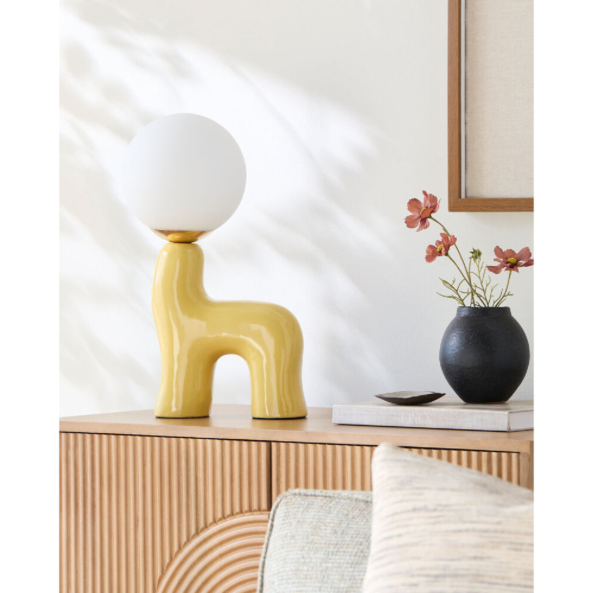 Modern European furniture - White Glass Sculptural Table Lamp - www.oroa.com | Oroa.com