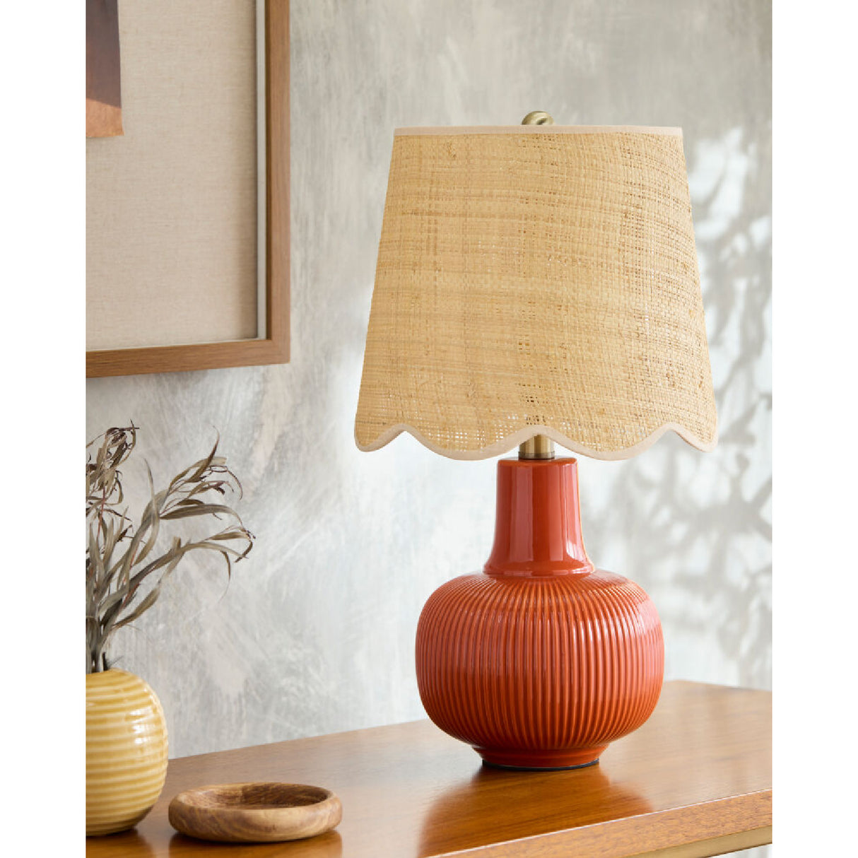 Modern European furniture - Scalloped Beige Jute Table Lamp - www.oroa.com | Oroa.com