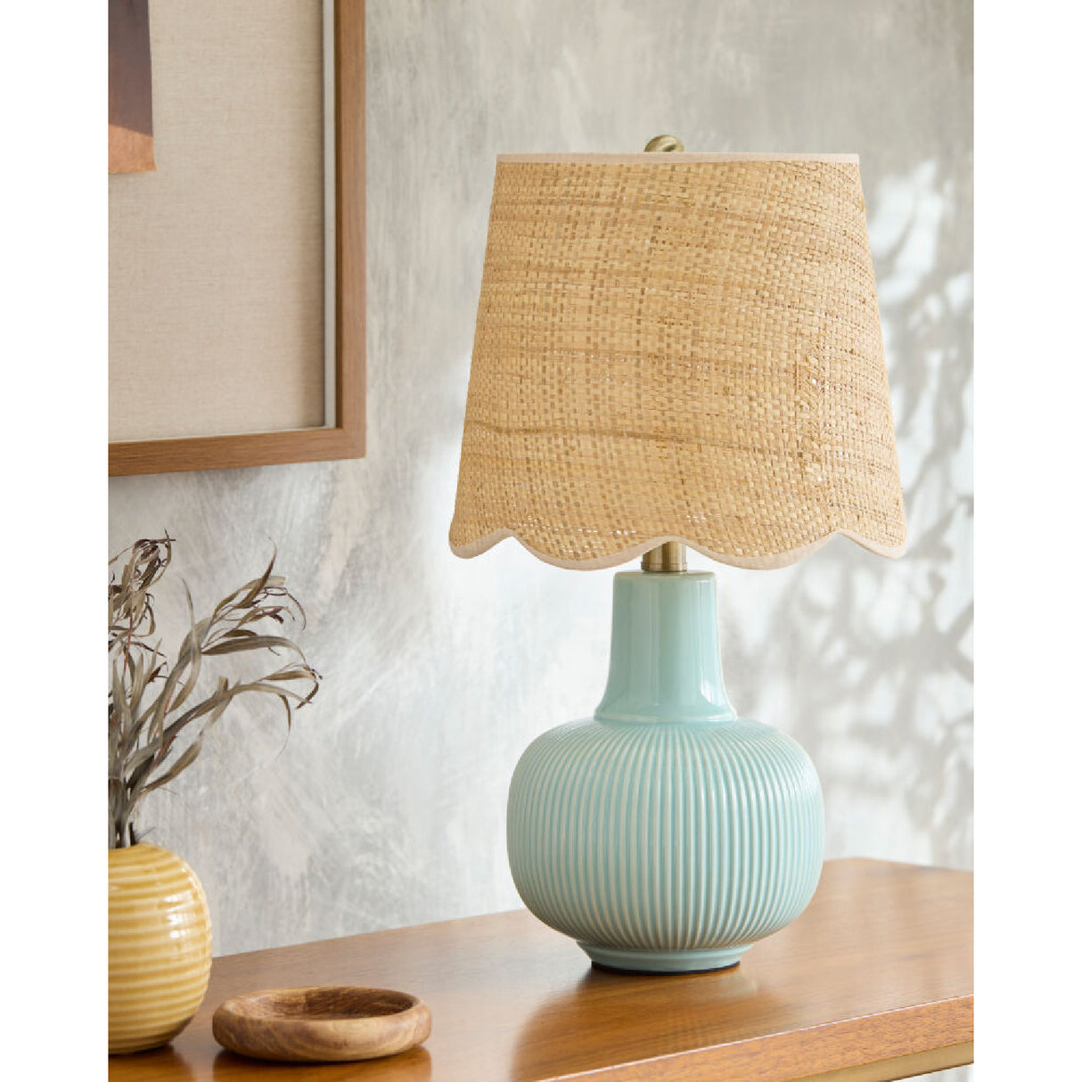 Modern European furniture - Scalloped Beige Jute Table Lamp - www.oroa.com | Oroa.com