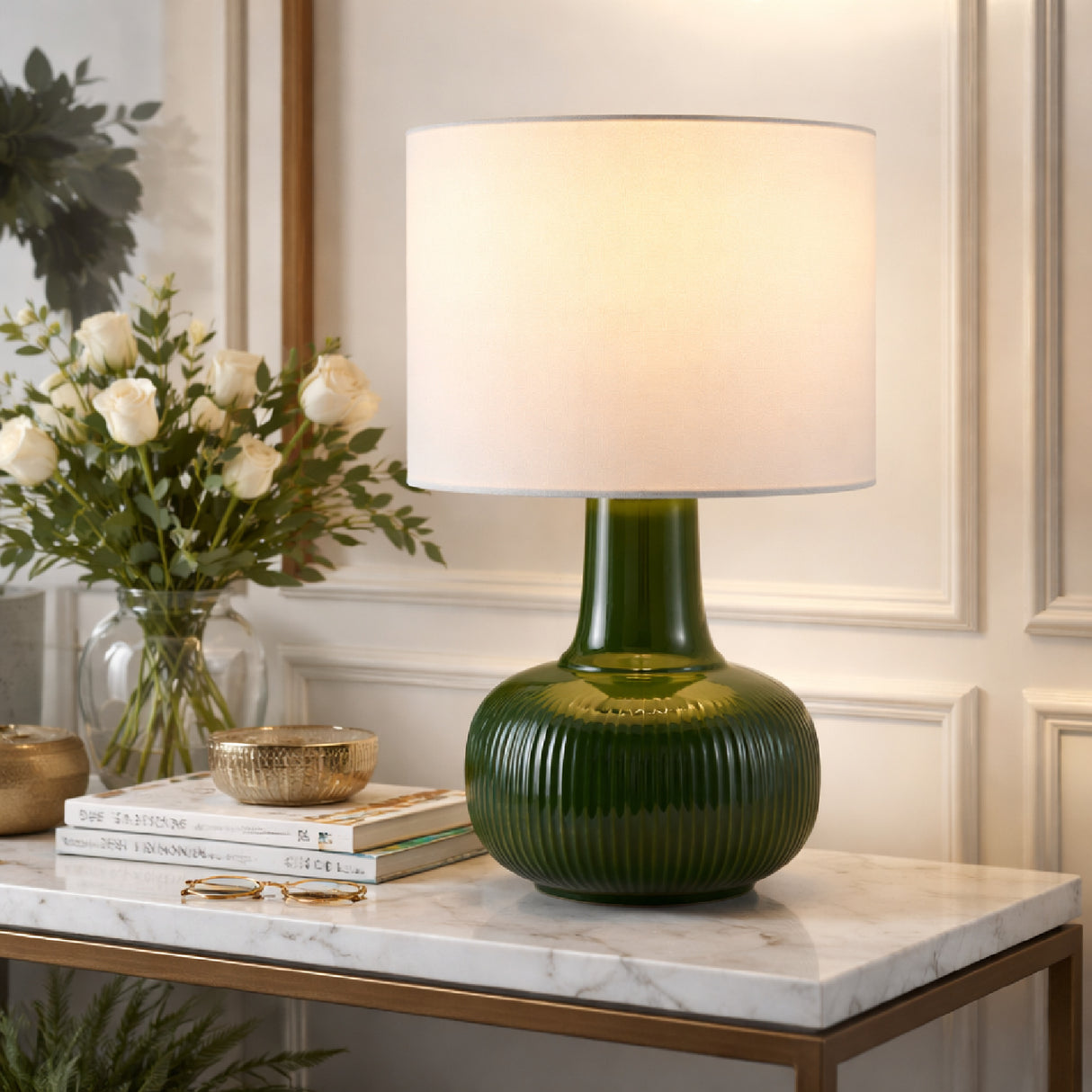 Modern European furniture - Reeded Ceramic Accent Table Lamp - www.oroa.com | Oroa.com