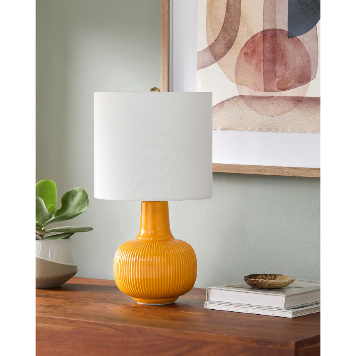Modern European furniture - Reeded Ceramic Accent Table Lamp - www.oroa.com | Oroa.com