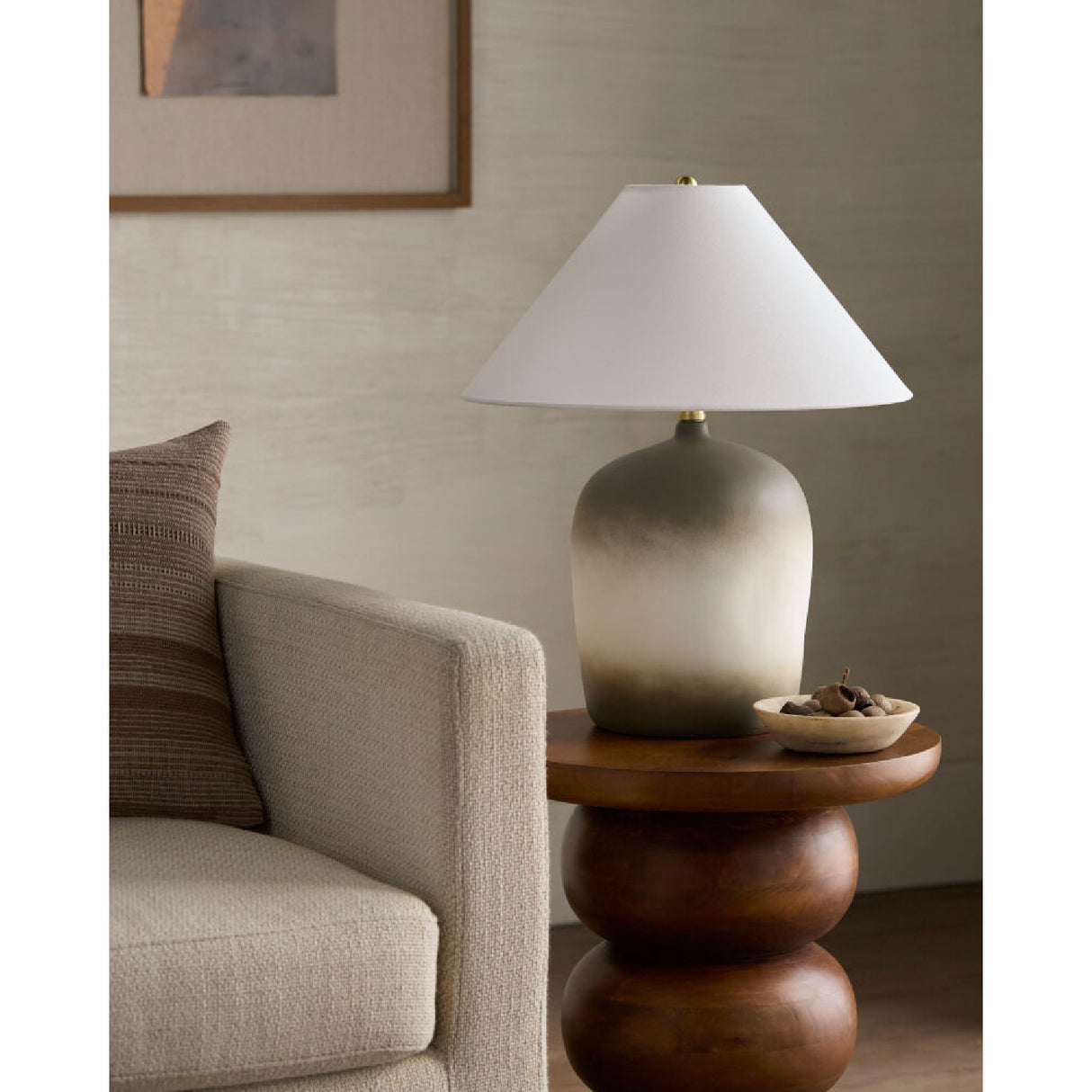 Modern European furniture - White Linen Empire Table Lamp - www.oroa.com | Oroa.com