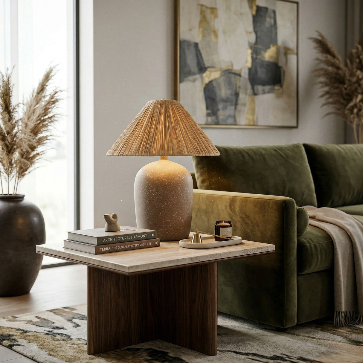 Modern European furniture - Seagrass Fibers Accent Table Lamp - www.oroa.com | Oroa.com