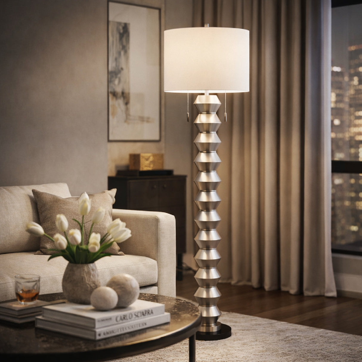 Modern European furniture - Plated Metallic Linen Floor Lamp - www.oroa.com | Oroa.com
