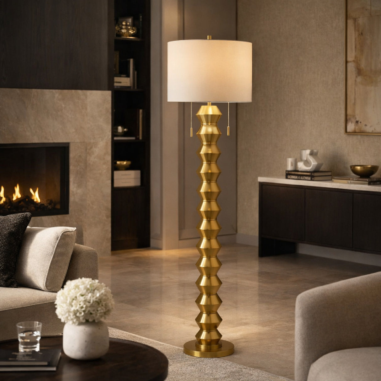 Modern European furniture - Plated Metallic Linen Floor Lamp - www.oroa.com | Oroa.com