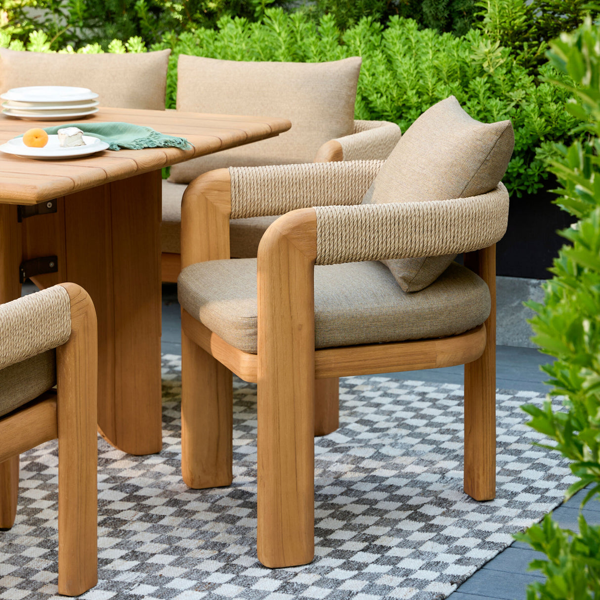 Modern European furniture - Cushioned Teak Outdoor Dining Chair - www.oroa.com | Oroa.com
