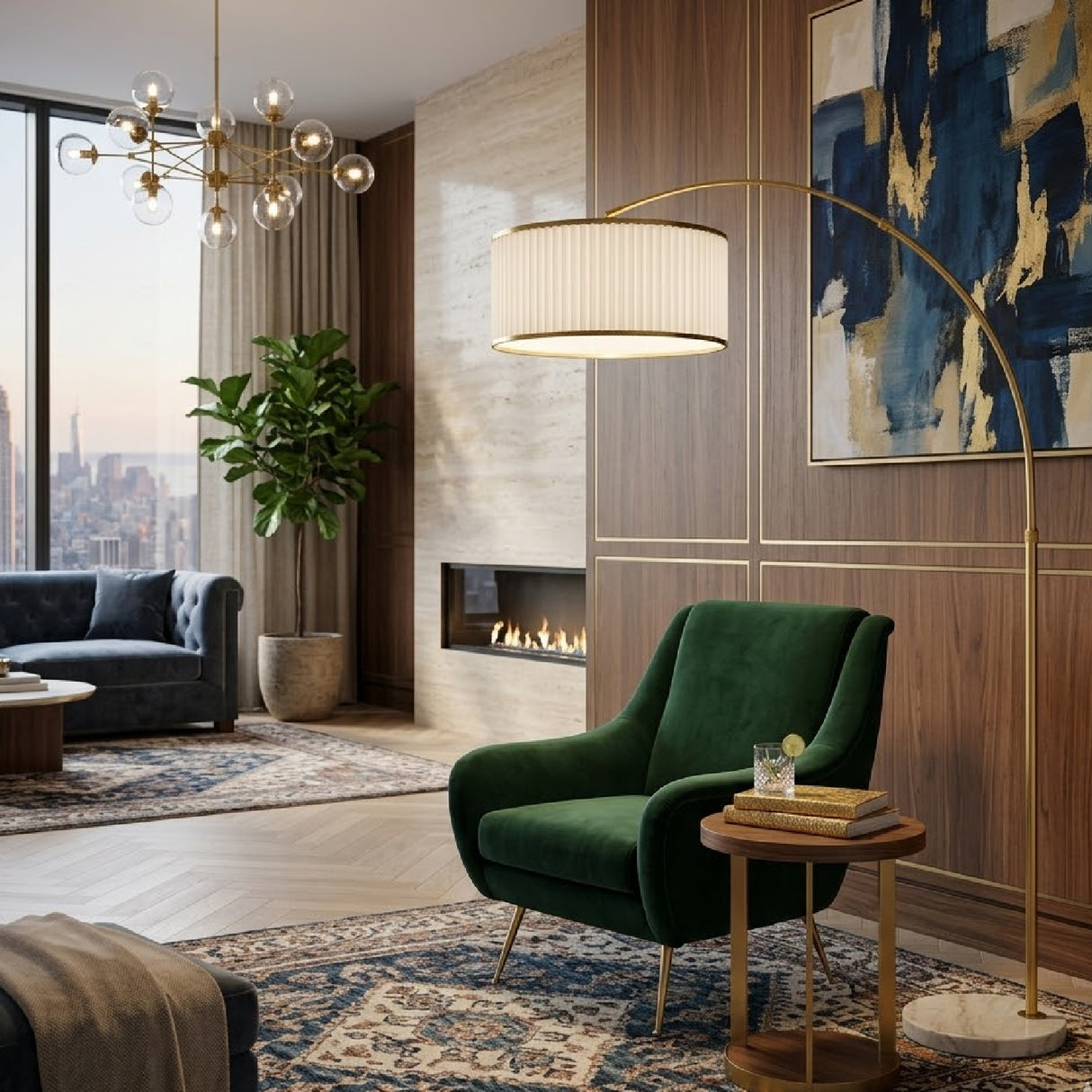 White Fluted Linen Floor Lamp | Oroa.com