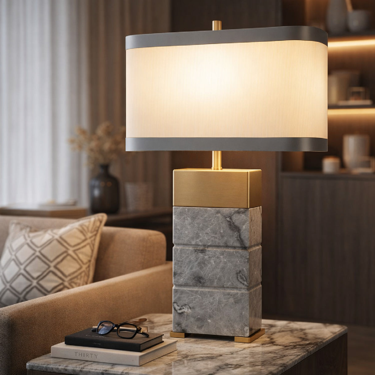 Modern European furniture - Green Marble Table Lamp - www.oroa.com | Oroa.com