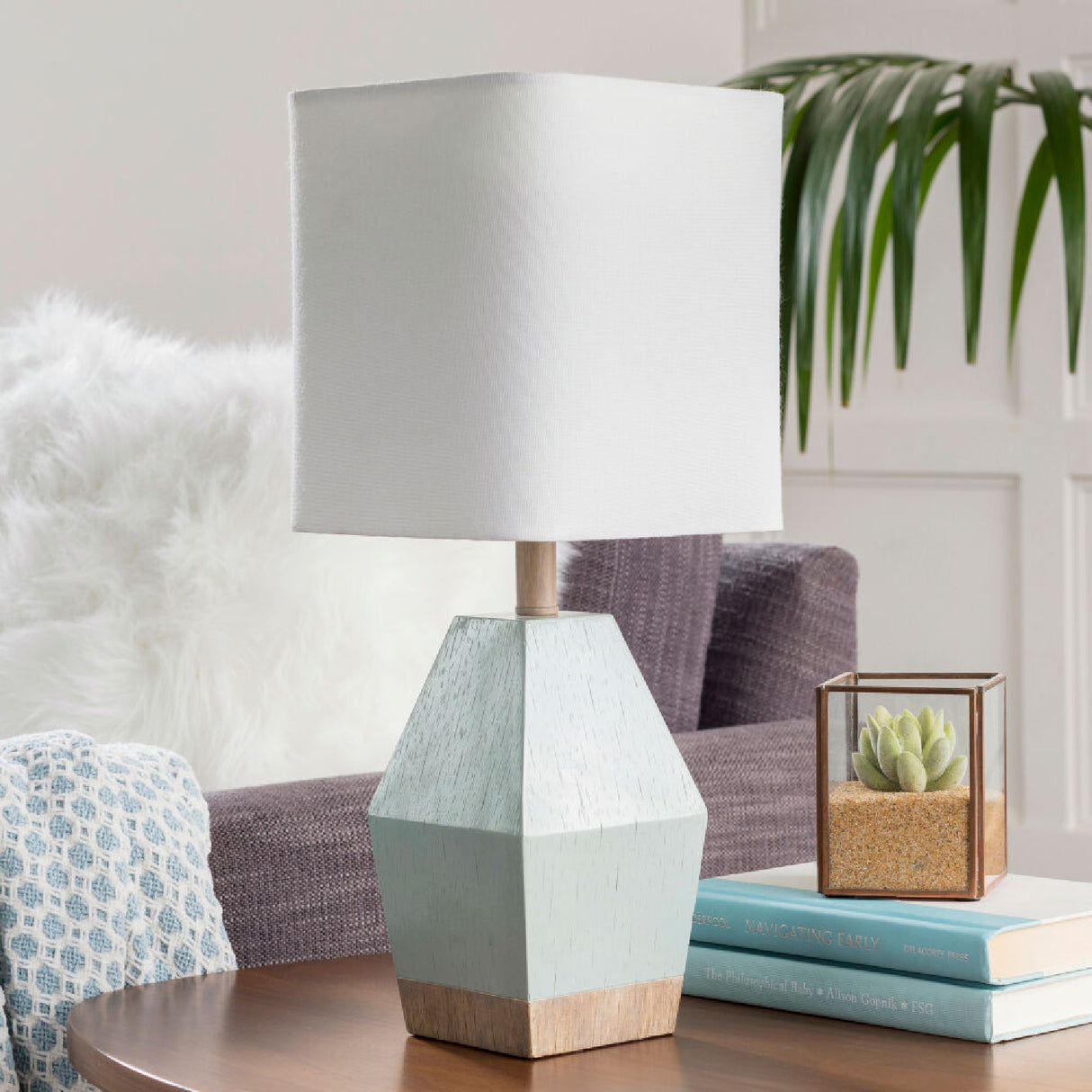 Modern European furniture - Blue Faceted Accent Table Lamp - www.oroa.com | Oroa.com