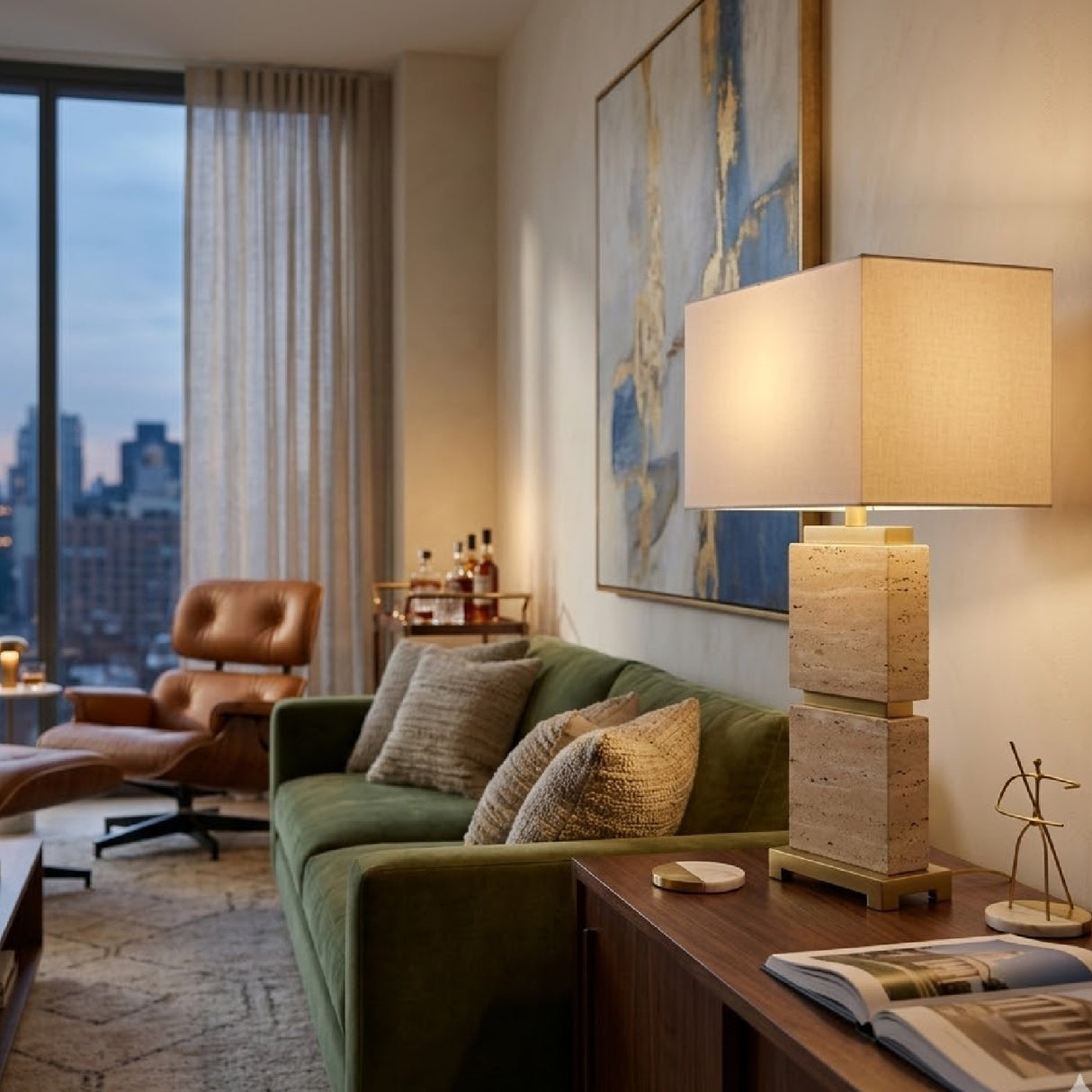 Travertine Accent Table Lamp | Oroa.com