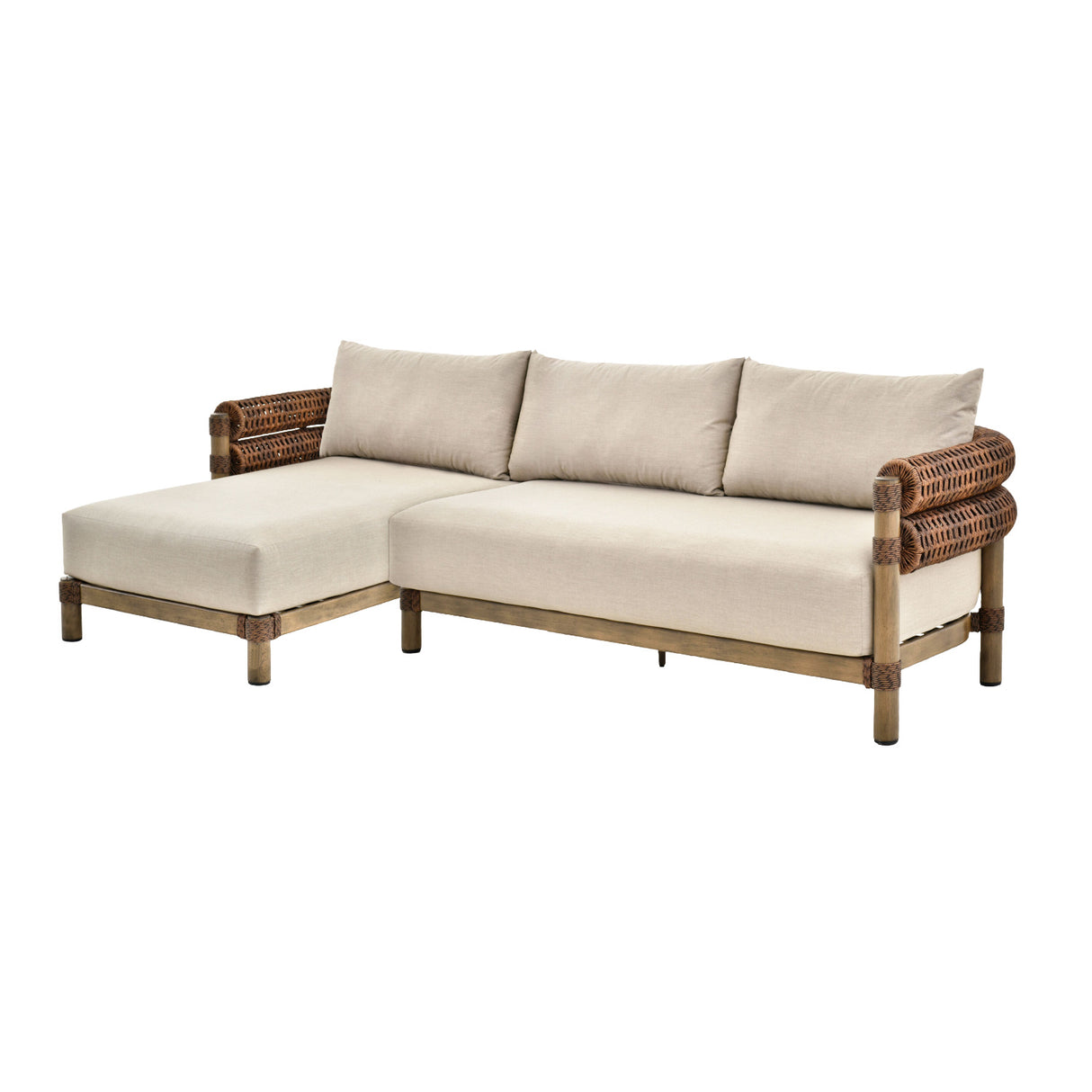 Modern European furniture - Cushioned Wicker Outdoor Right-Armed Sofa - www.oroa.com | Oroa.com