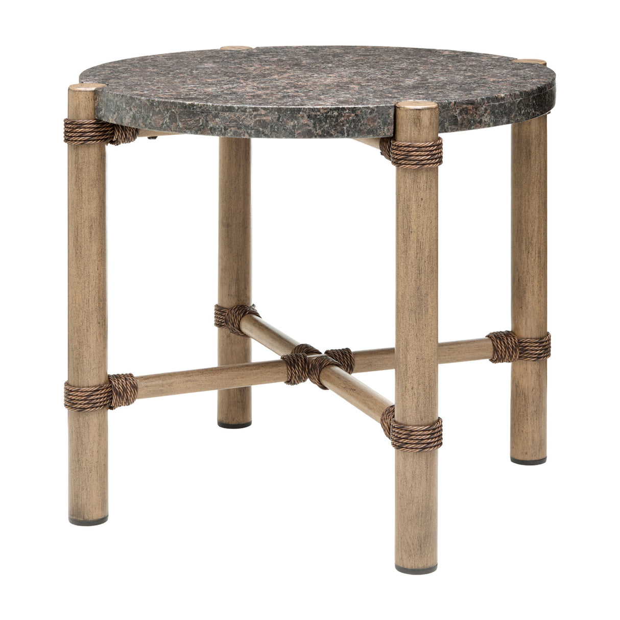 Modern European furniture - Brown Stone Round Outdoor End Table - www.oroa.com | Oroa.com