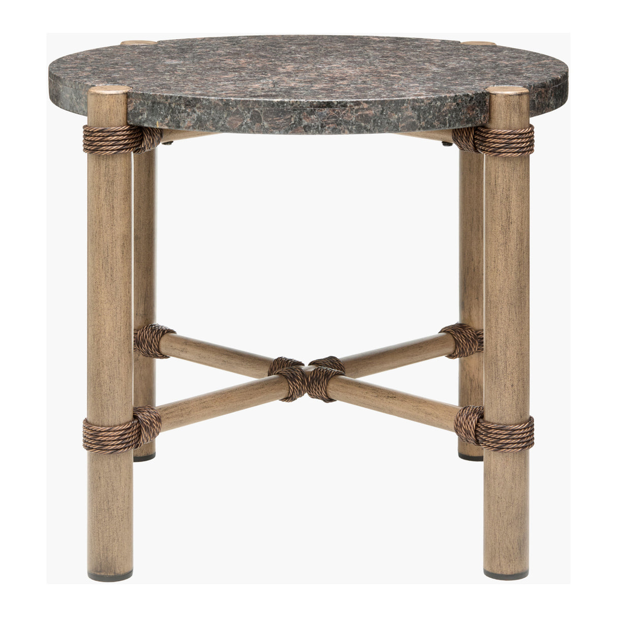 Modern European furniture - Brown Stone Round Outdoor End Table - www.oroa.com | Oroa.com