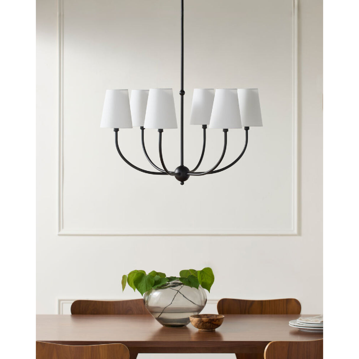 Modern European furniture - White Cotton Shade Chandelier - www.oroa.com | Oroa.com