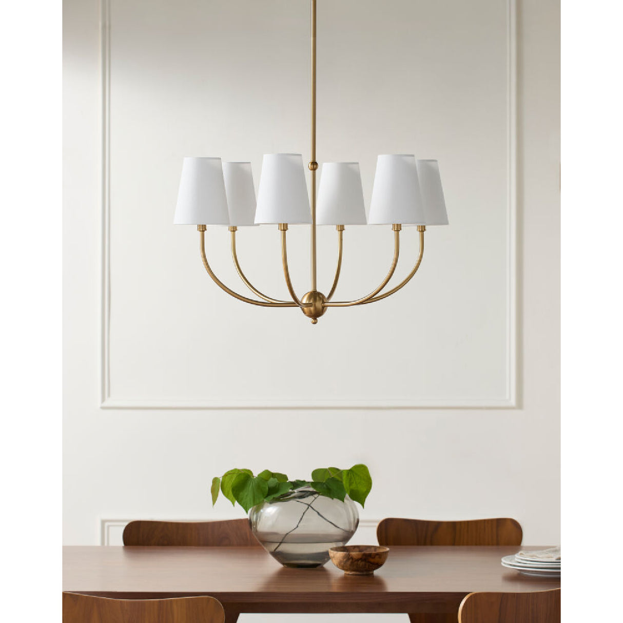 Modern European furniture - White Cotton Shade Chandelier - www.oroa.com | Oroa.com