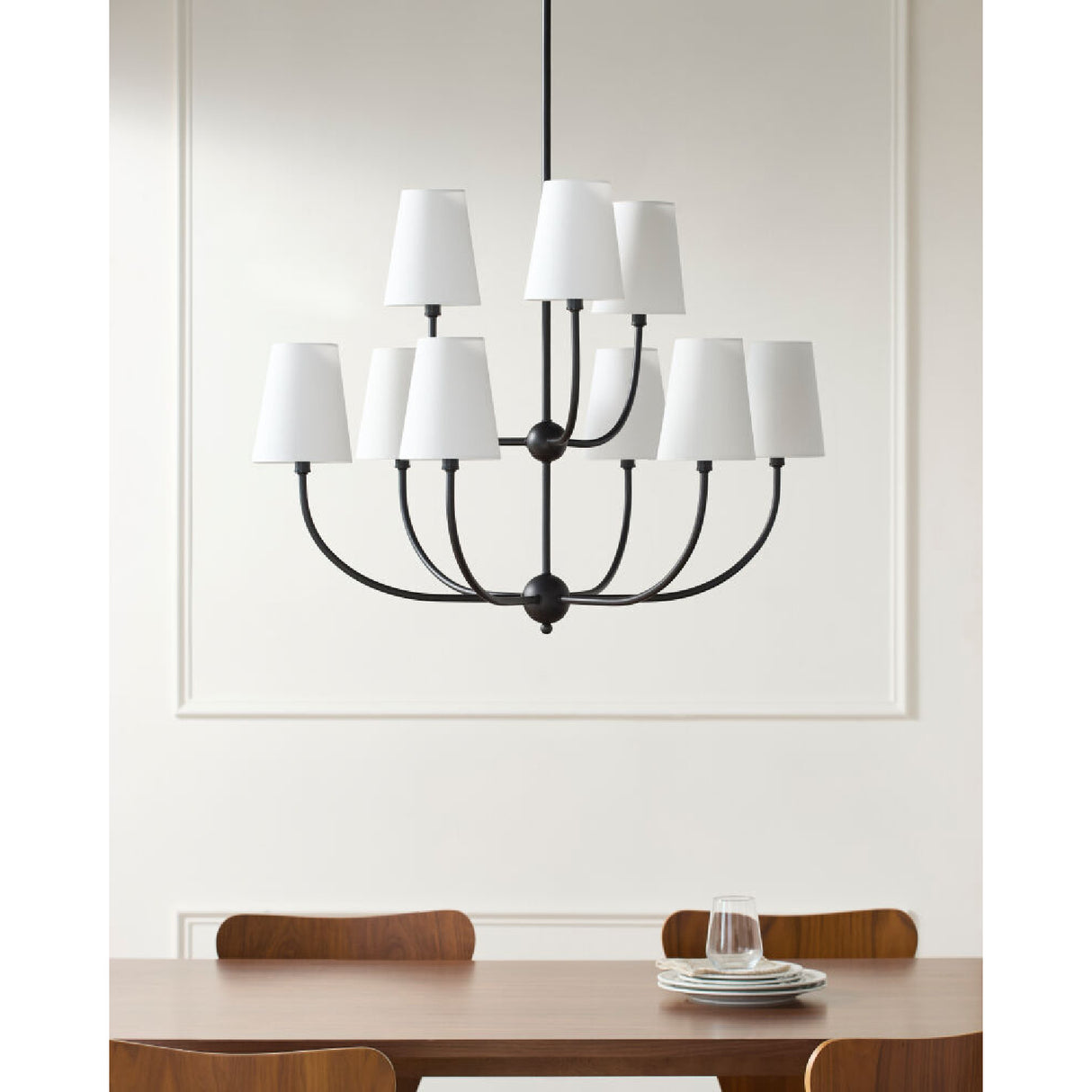 Modern European furniture - White Cotton Shade Chandelier - www.oroa.com | Oroa.com