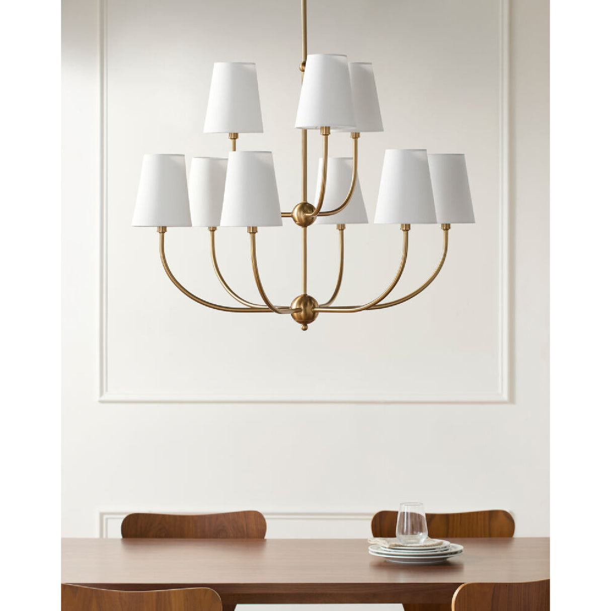 Modern European furniture - White Cotton Shade Chandelier - www.oroa.com | Oroa.com