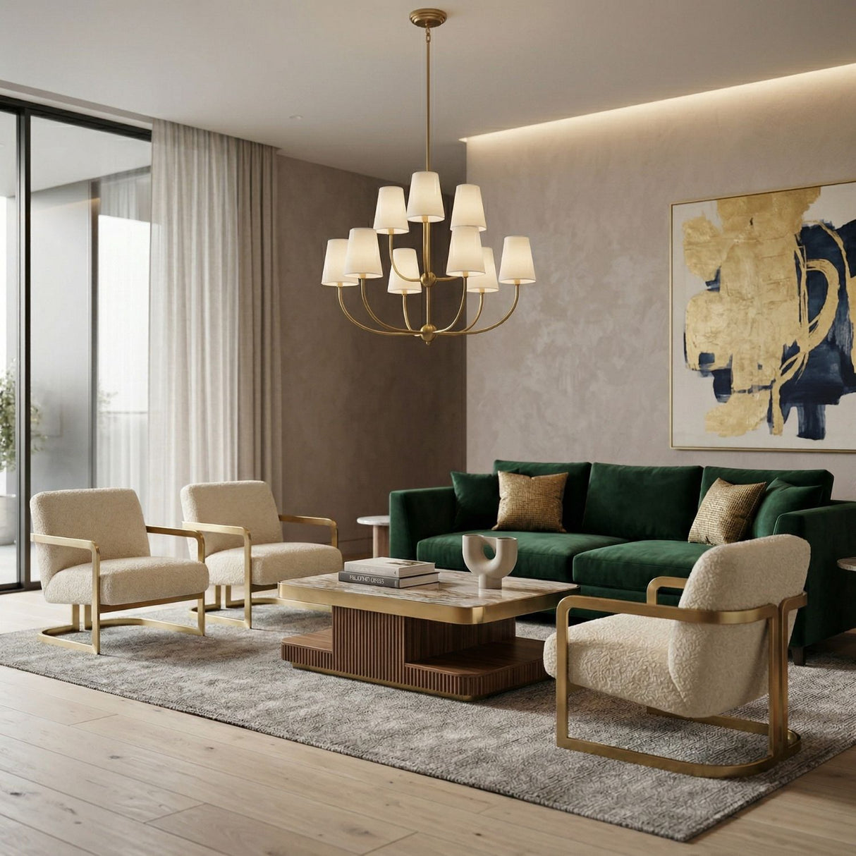 Modern European furniture - White Cotton Shade Chandelier - www.oroa.com | Oroa.com