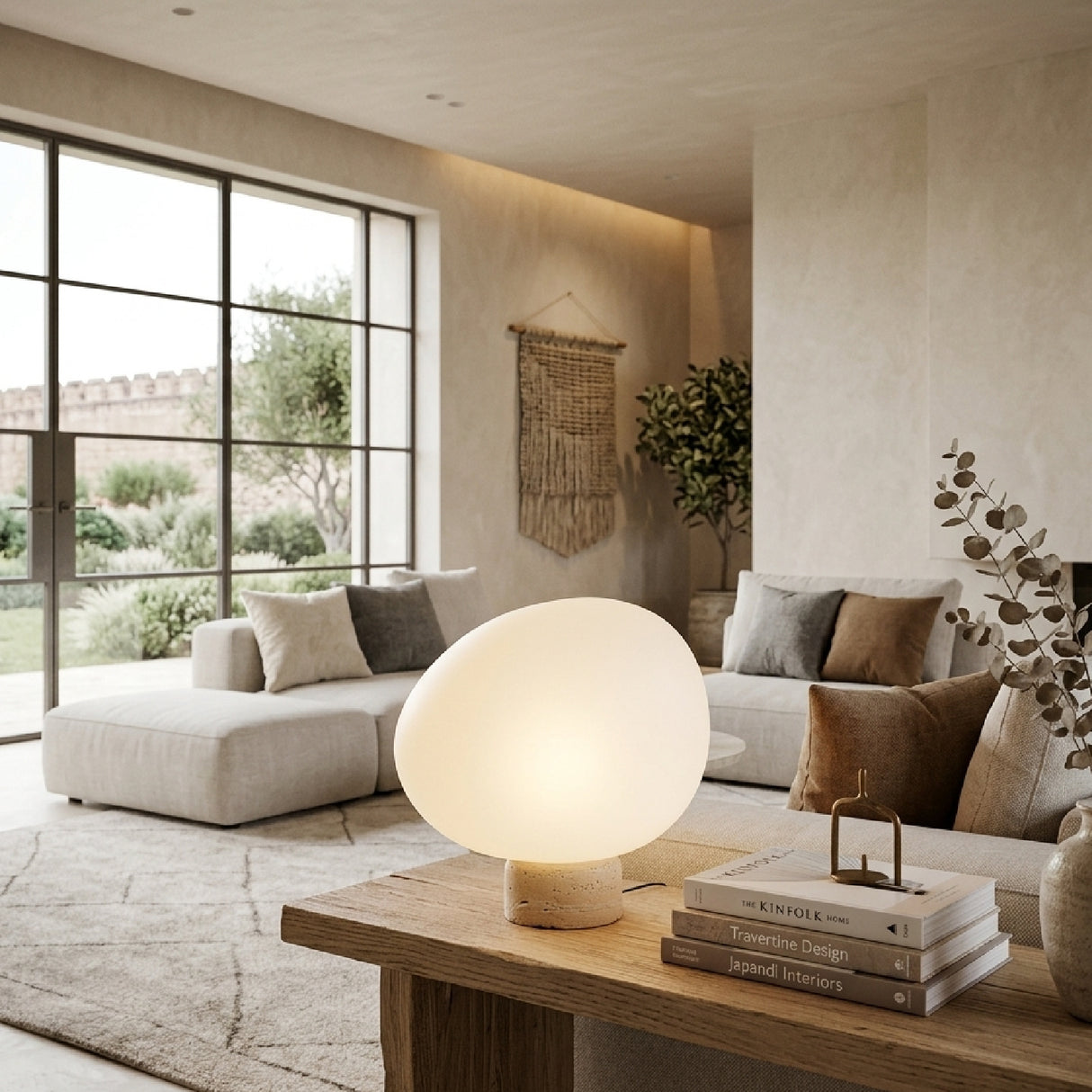 Modern European furniture - Travertine Base Table Lamp - www.oroa.com | Oroa.com