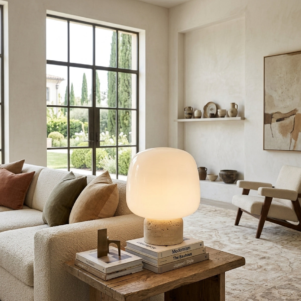 Modern European furniture - Travertine Base Table Lamp - www.oroa.com | Oroa.com
