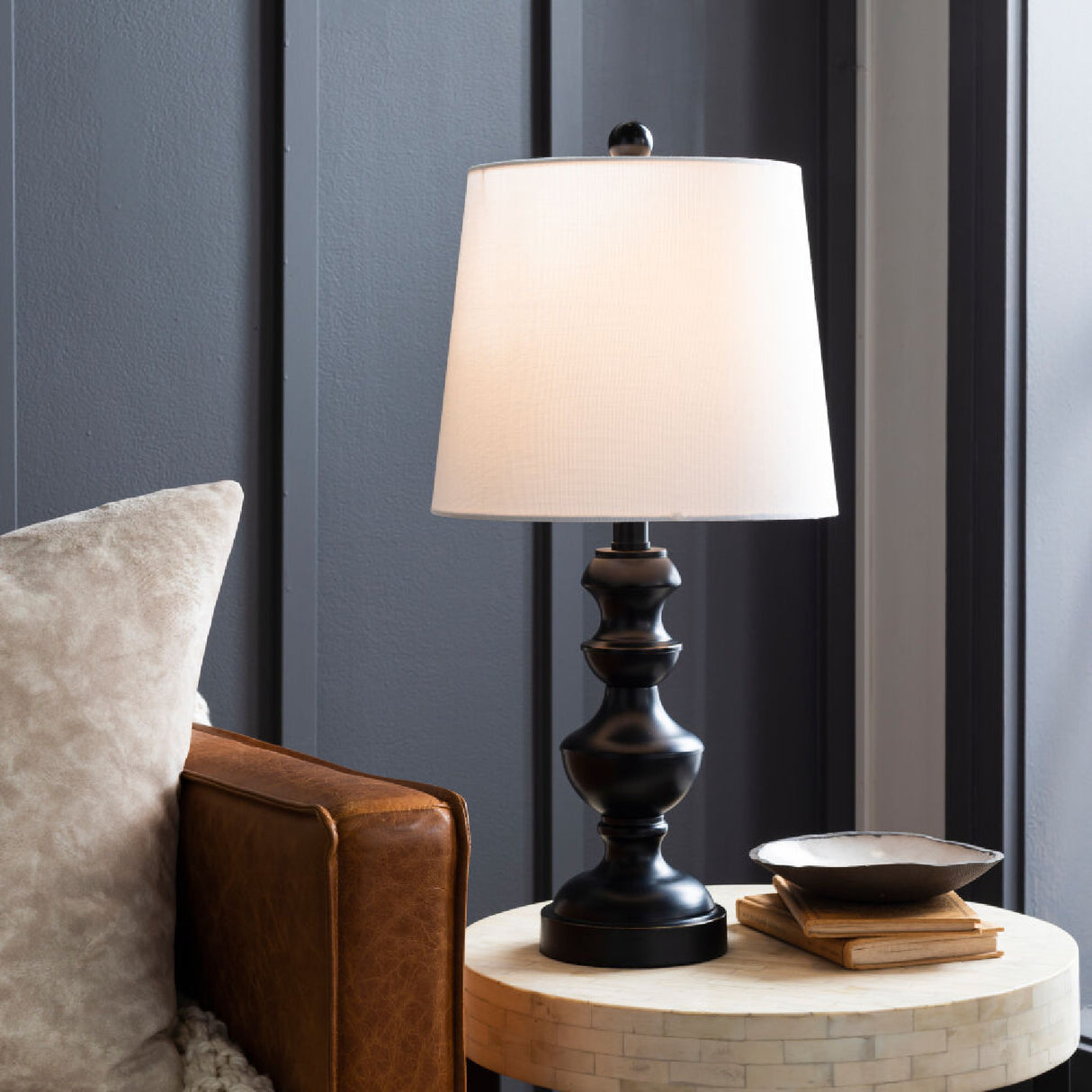 Modern European furniture - Black Iron Linen Table Lamp - www.oroa.com | Oroa.com