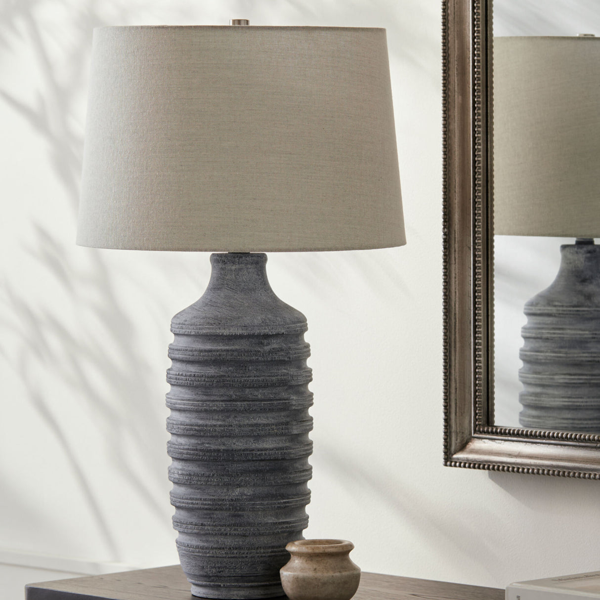 Modern European furniture - Gray Linen Accent Table Lamp L - www.oroa.com | Oroa.com