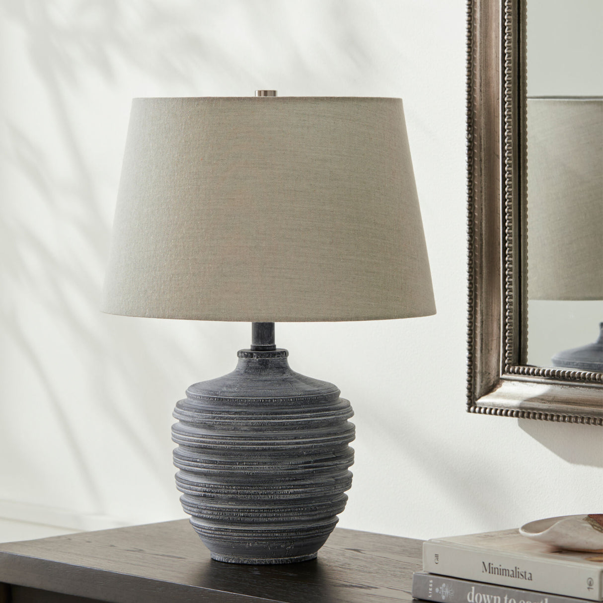 Modern European furniture - Gray Linen Accent Table Lamp S - www.oroa.com | Oroa.com