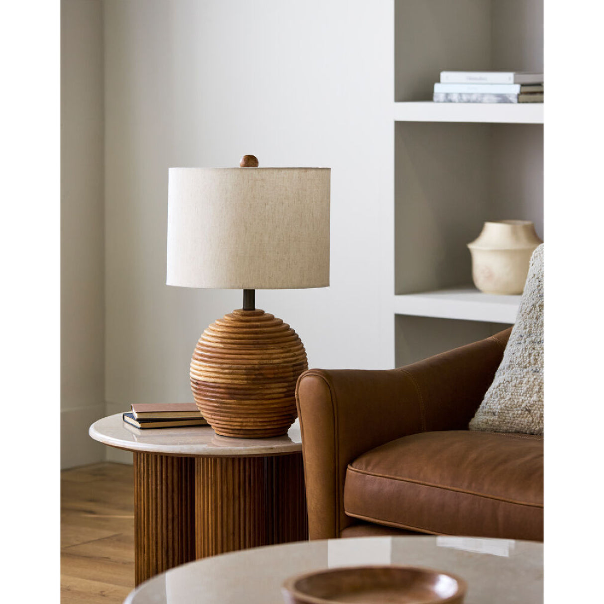 Modern European furniture - Natural Acacia Accent Table Lamp - www.oroa.com | Oroa.com